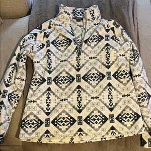 Eddie Bauer Women's Aztec Fleece Pullover top shirt size large 1/4 zip